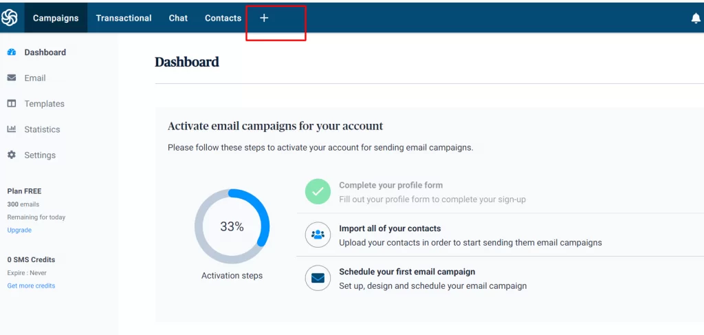 sendinblue dashboard