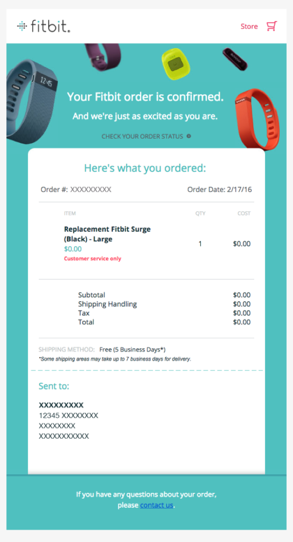 Transactional email confirmation of product