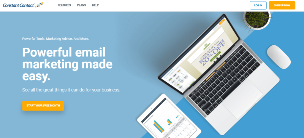 constant contact website screenshot