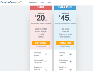 constant contact pricing