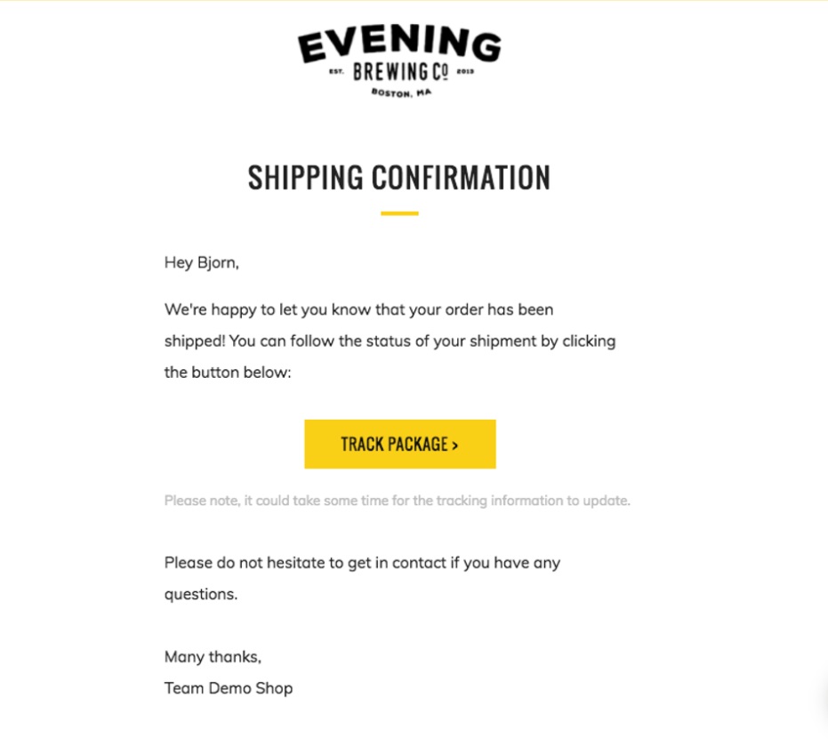 Delivery Confirmation Email