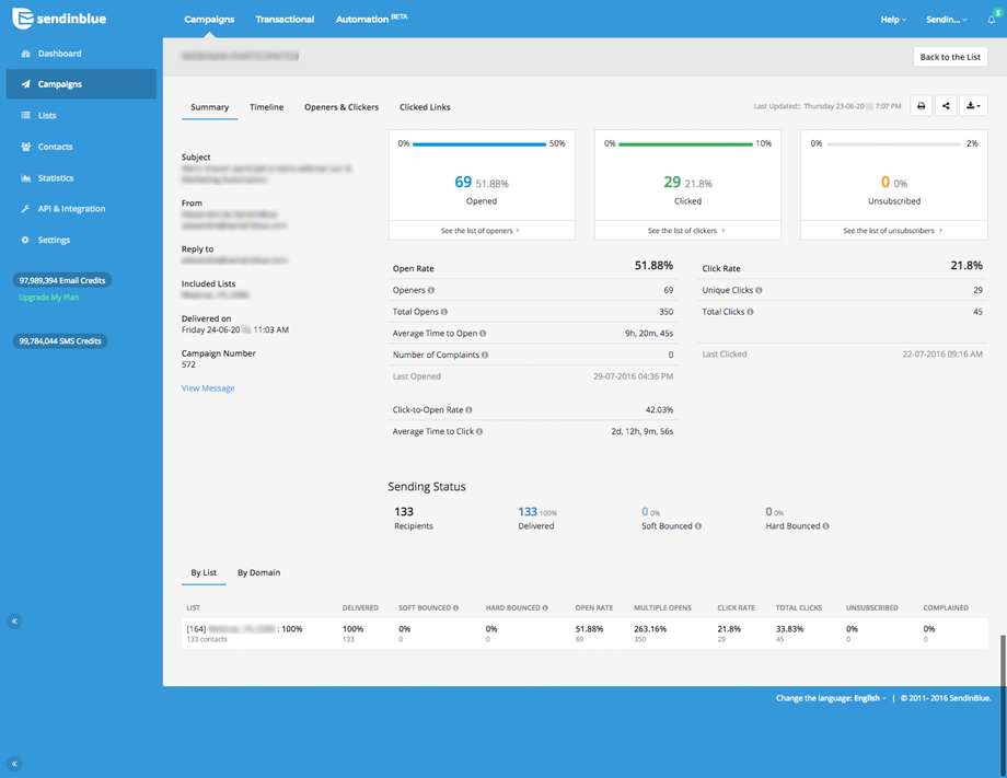sendinblue campaign reports